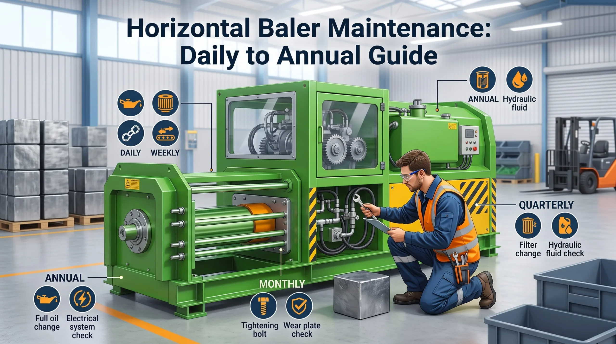Horizontal Baler Maintenance: Daily to Annual Guide